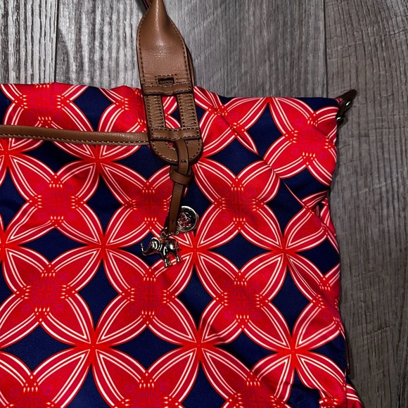 Stella & Dot navy red brown tote large travel baby bag shoulder luggage - Picture 5 of 12